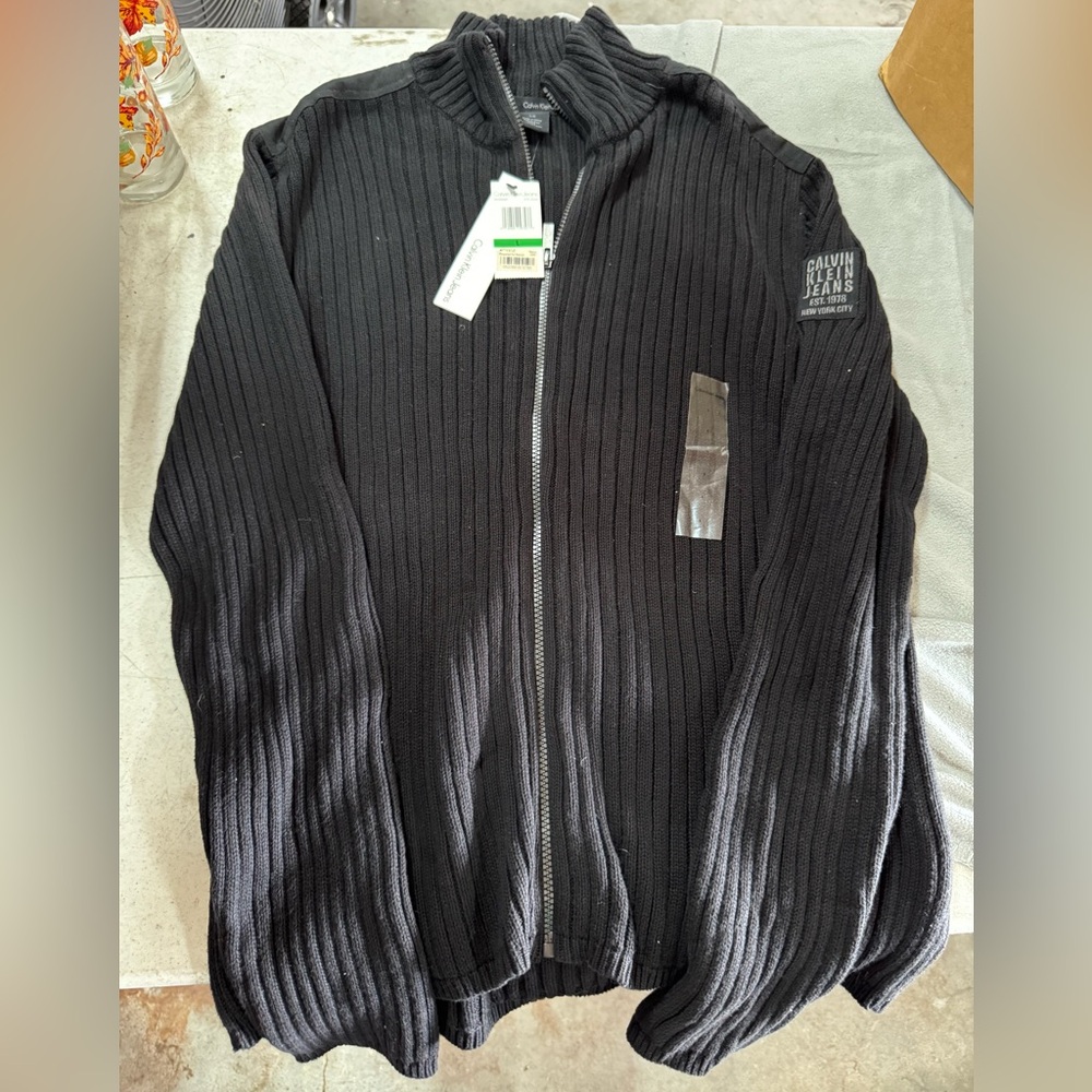 Calvin Klein Men's Dark Gray Zip-Up Sweater